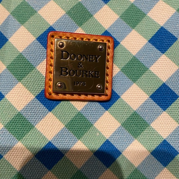 Dooney & Bourke Plaid Green and Blue Canvas Tote - Picture 2 of 15